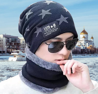 GlamSmart Self Design Beanie Cap(Pack of 2)