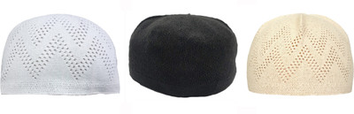 FQZILON Embellished Prayer Cap Cap(Pack of 3)