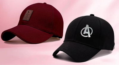 CLASSYMESSI Checkered, Self Design, Solid Sports/Regular Cap Cap(Pack of 2)