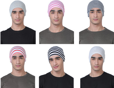nene Striped Skull Cap Cap(Pack of 6)