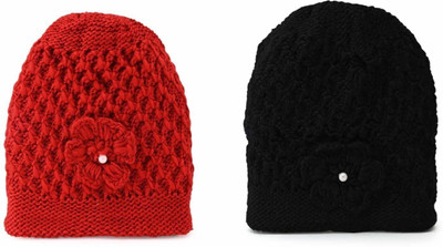 TRUE INDIAN Solid Beanie Cap(Pack of 2)