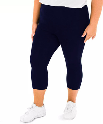 PandaWears Women's Plus Size 3/4th | Women Dark Blue Capri