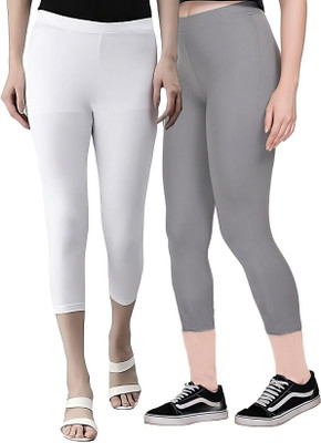 ZAYANQA 3/4th Capri leggings Women White, Grey Capri