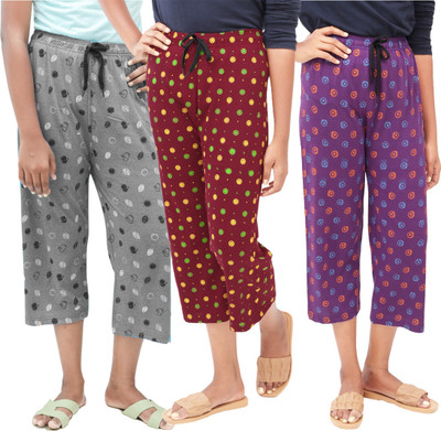 AFRA Women Maroon, Grey, Purple Capri