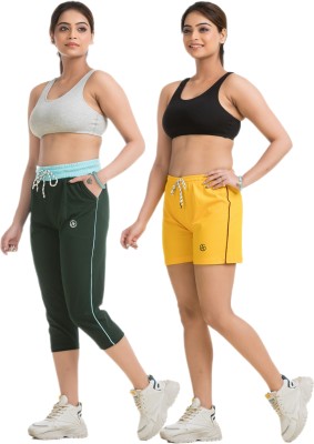 STYLE AK Women Dark Green, Gold Capri