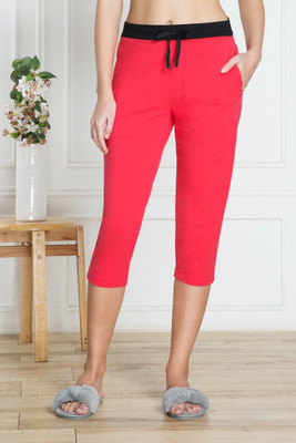 VAN HEUSEN Drawstring Waist And Reflective Trim Women Pink Capri