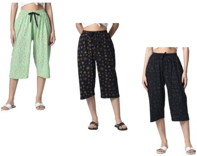 IndiWeaves Women Cotton Capris Women Reversible Black, Green Capri