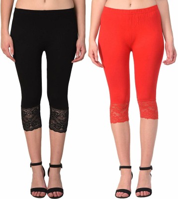 GulGuli GulGuli Lace2Combo Women Reversible Black, Red Capri