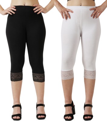 aakrushi Capri leggings Lace Women Black, White Capri