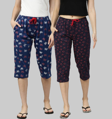 Kryptic Women Pure Cotton Relaxed Fit Capris with side pockets Women Multicolor Capri