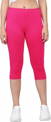 Attirezone Women cotton lycra capri Women Pink Capri