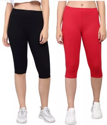 Attirezone Women Black, Red Capri