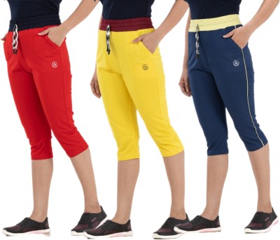 STYLE AK Women Red, Gold, Blue Capri