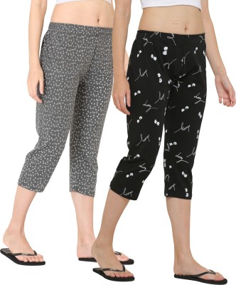 Ddaspration Women Black, Grey Capri