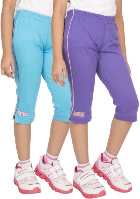 OCEAN RACE Capri For Girls Casual Self Design Cotton Blend(Multicolor Pack of 2)