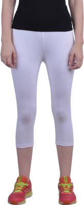 Dollar Missy Four-Way Stretchable Mid Calf Length Women White Capri