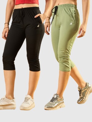 Modeve Women Black, Light Green Capri