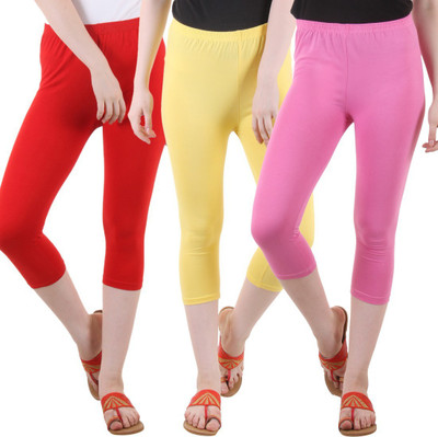 DIAZ Cotton Lycra capri for women,capri for ladies,capri for girls, Women Red, Pink, Yellow Capri