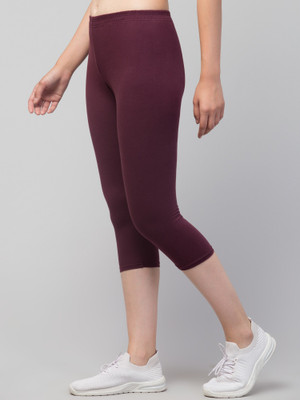 CKARFE Cakrfe Women Cotton Lycra Capri Women Purple Capri