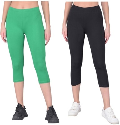 Comfort Lady Regular fit capri for women and girls Women Green, Black Capri