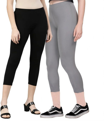 ZAYANQA 3/4th Capri leggings Women Black, Grey Capri