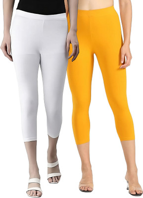 Rocksy 3/4th Capri leggings Women White, Yellow Capri