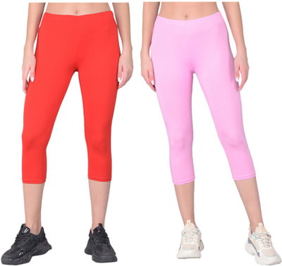 Comfort Lady Regular fit Capri for Women's and Girls Women Red, Pink Capri
