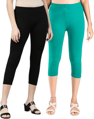 Rocksy 3/4th Capri leggings Women Black, Dark Green Capri