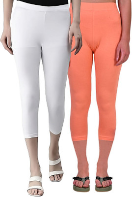 ZAYANQA 3/4th Capri leggings Women White, Orange Capri