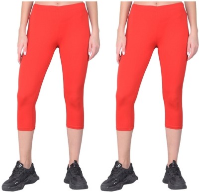 Comfort Lady Regular fit capri for women and girls Women Red Capri