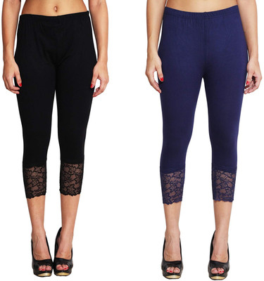 kronmenien Women Black, Dark Blue Capri