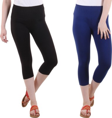 DIAZ Cotton Lycra plain capri for women,capri for ladies Women Blue, Black Capri