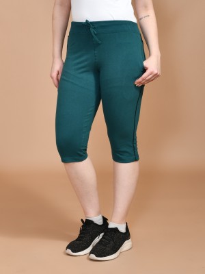 SKYKNIT SKYKNIT Regular Cotton Capri for Women Women Dark Green Capri