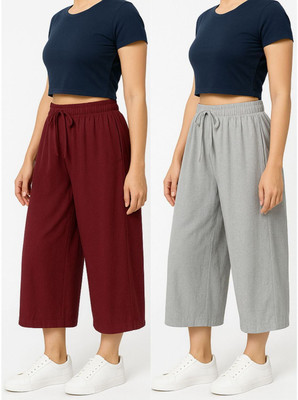 BRAND FLEX Women Maroon, Grey Capri