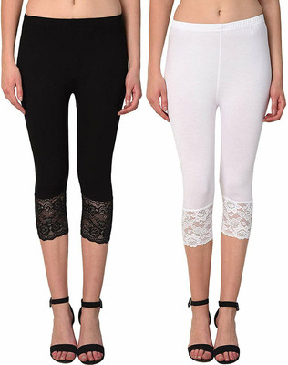 GulGuli GulGuli Lace2Combo Women Black, White Capri