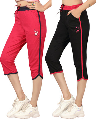 SOUTHTREE Women Pink, Black Capri
