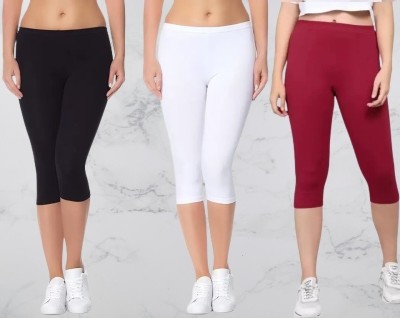 CELOONI Women Black, White, Maroon Capri