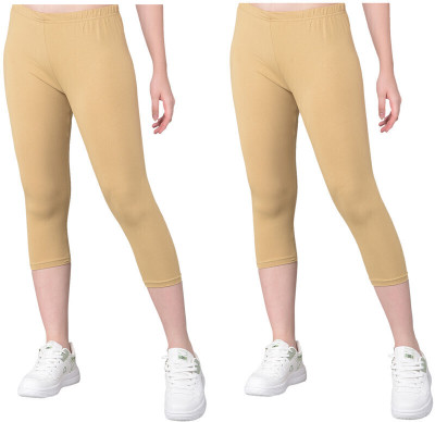 Comfort Lady Regular fit capri for women and girls Women Beige Capri