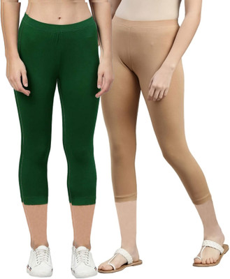 ZAYANQA 3/4th Capri leggings Women Beige, Green Capri