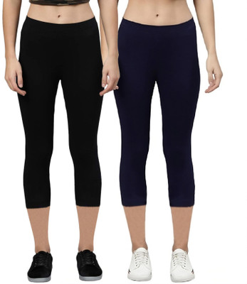 ZAYANQA 3/4th Capri leggings Women Black, Dark Blue Capri