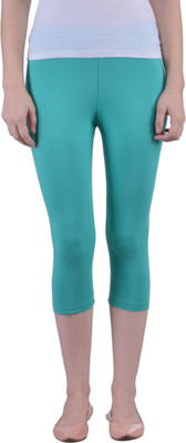 Dollar Missy Four-Way Stretchable Mid Calf Length Women Green Capri