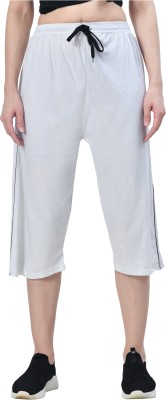 IndiWeaves Women Solid Capris Women White Capri