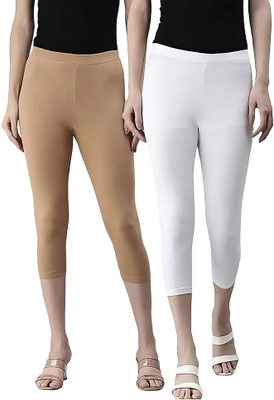 ZAYANQA 3/4th Capri leggings Women White, Beige Capri