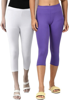 Rocksy 3/4th Capri leggings Women White, Purple Capri