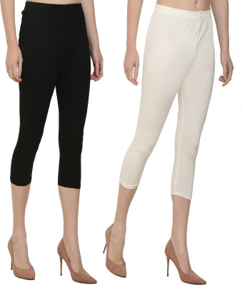 Kanna Fabric Women Black, White Capri