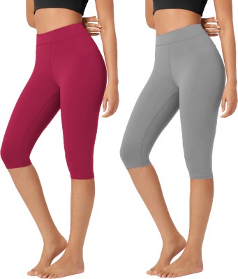 BRAND FLEX Women Maroon, Grey Capri