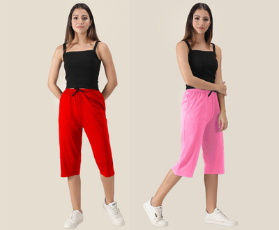 RoyalTex Women Red, Pink Capri