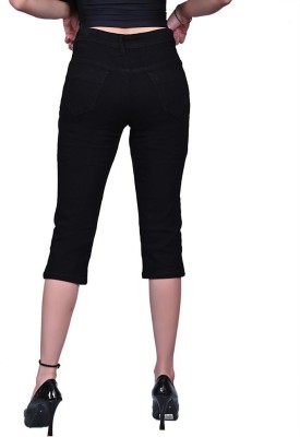 The Tap Women's High Rise Stretchable Skinny Fit Capri Women Reversible Denim Capri