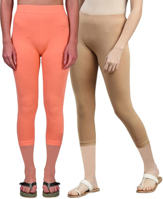 ZAYANQA 3/4th Capri leggings Women Beige, Orange Capri
