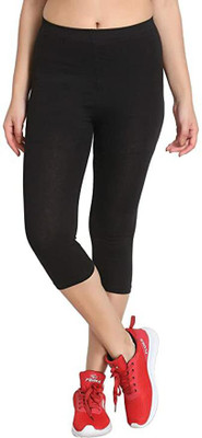 Kanna Fabric Capris for Womens/Girls 3/4 Leggings for Women Capri of Women Women Black Capri
